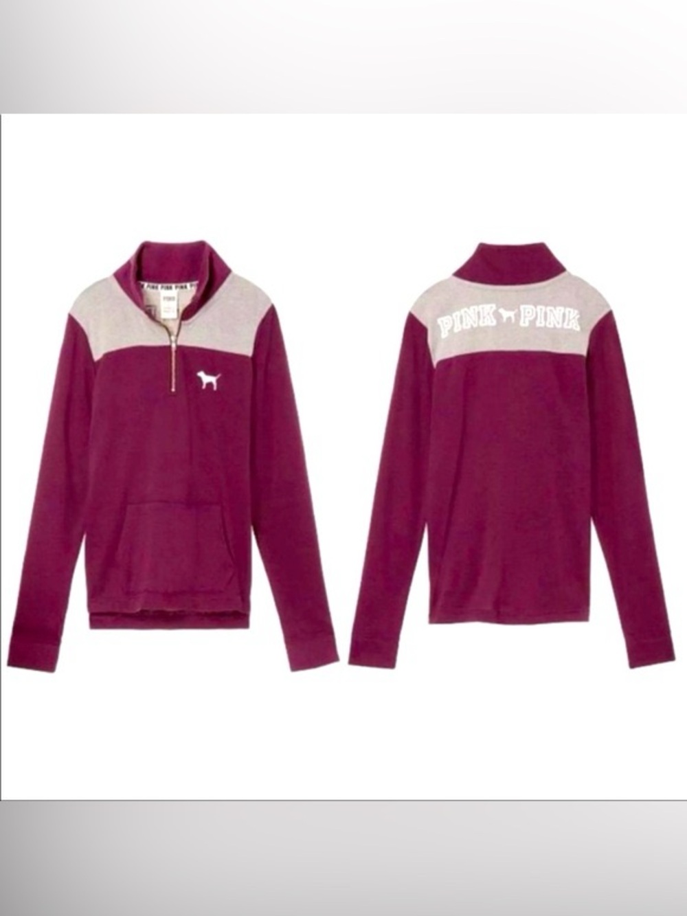 PINK by Victoria’s Secret Burgundy 1/4 Zip Pullover Sweater Size XS Women’s